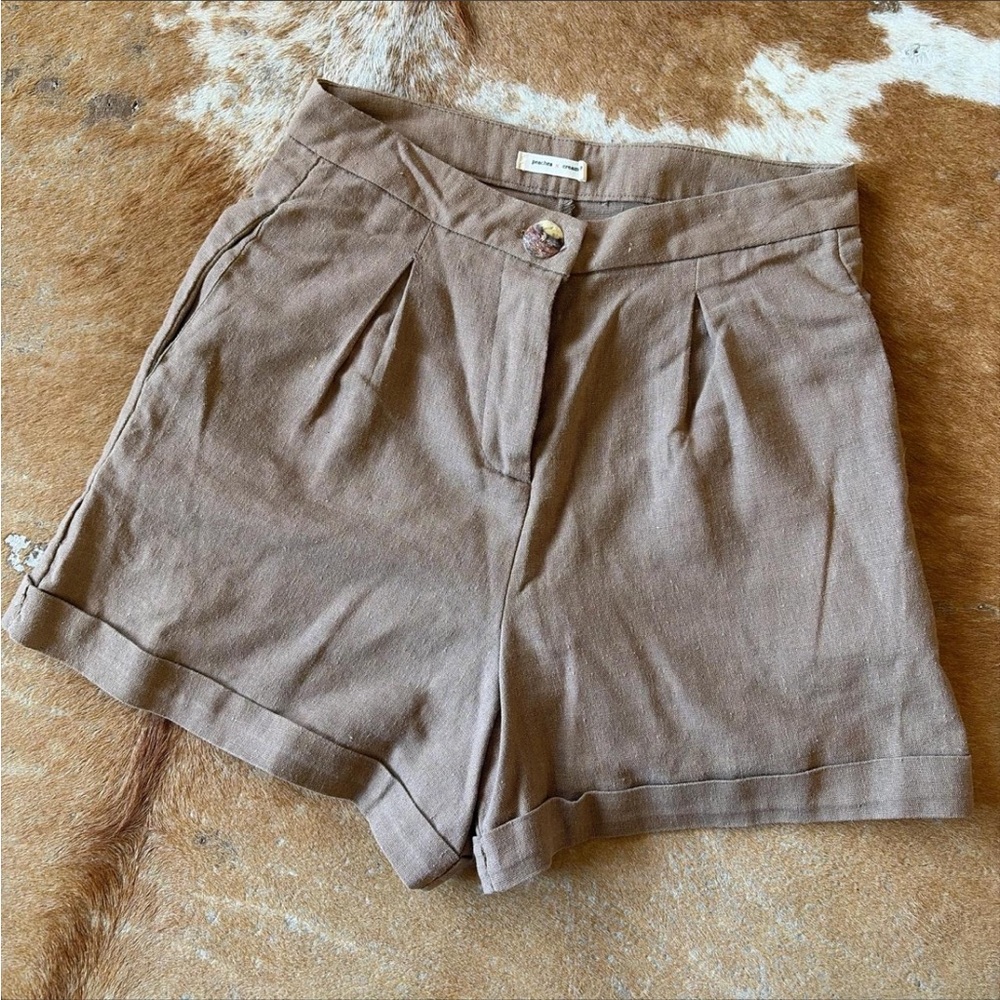 High Waist Linen Shorts for Women